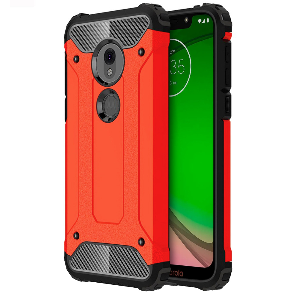 Military Defender Shockproof Case Motorola Moto G7 Play (Red)